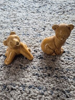 Made In Japan Brown Glazed Ceramic Bear Salt & Pepper Shakers